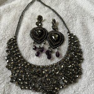 Black rhinestone necklace set